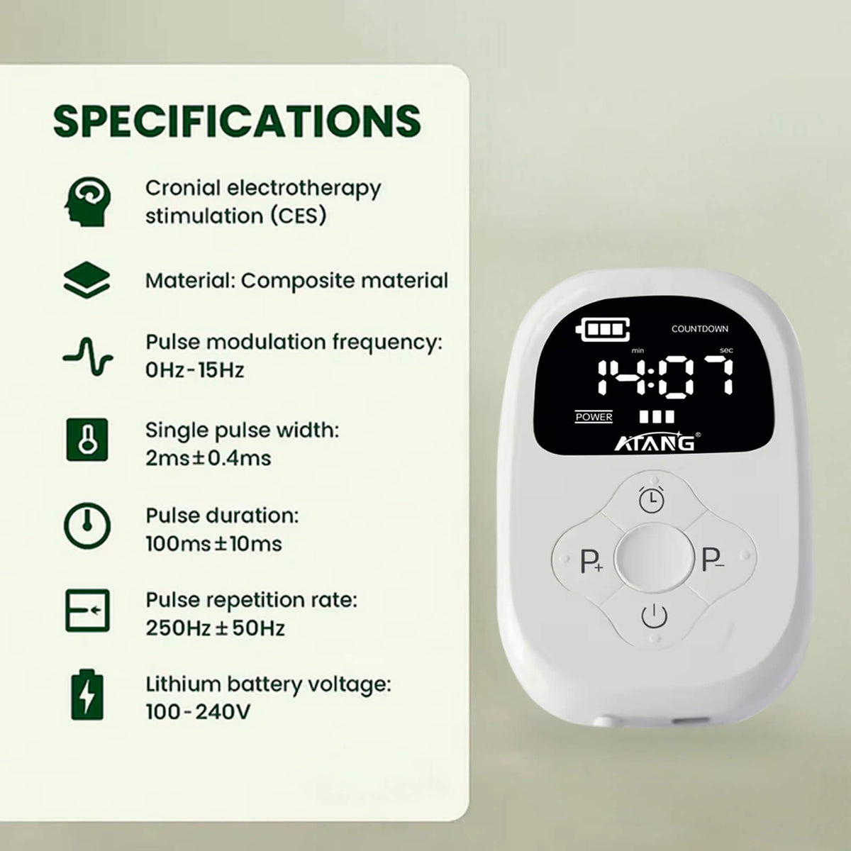 Portable Cranial Electrotherapy Stimulator with Earlobe Clips and LED Display - Image 6