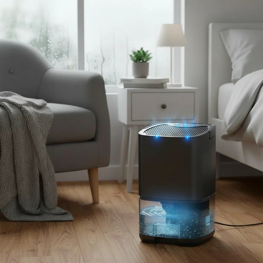 Portable Dehumidifier with Quiet Operation and Transparent Water Tank for Bedrooms - Image 1