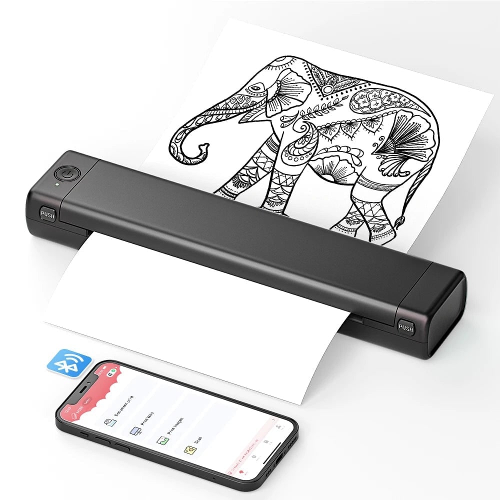 Portable Thermal Printer with Wireless Bluetooth and USB Compact A4 Design for Mobile Printing - Image 1