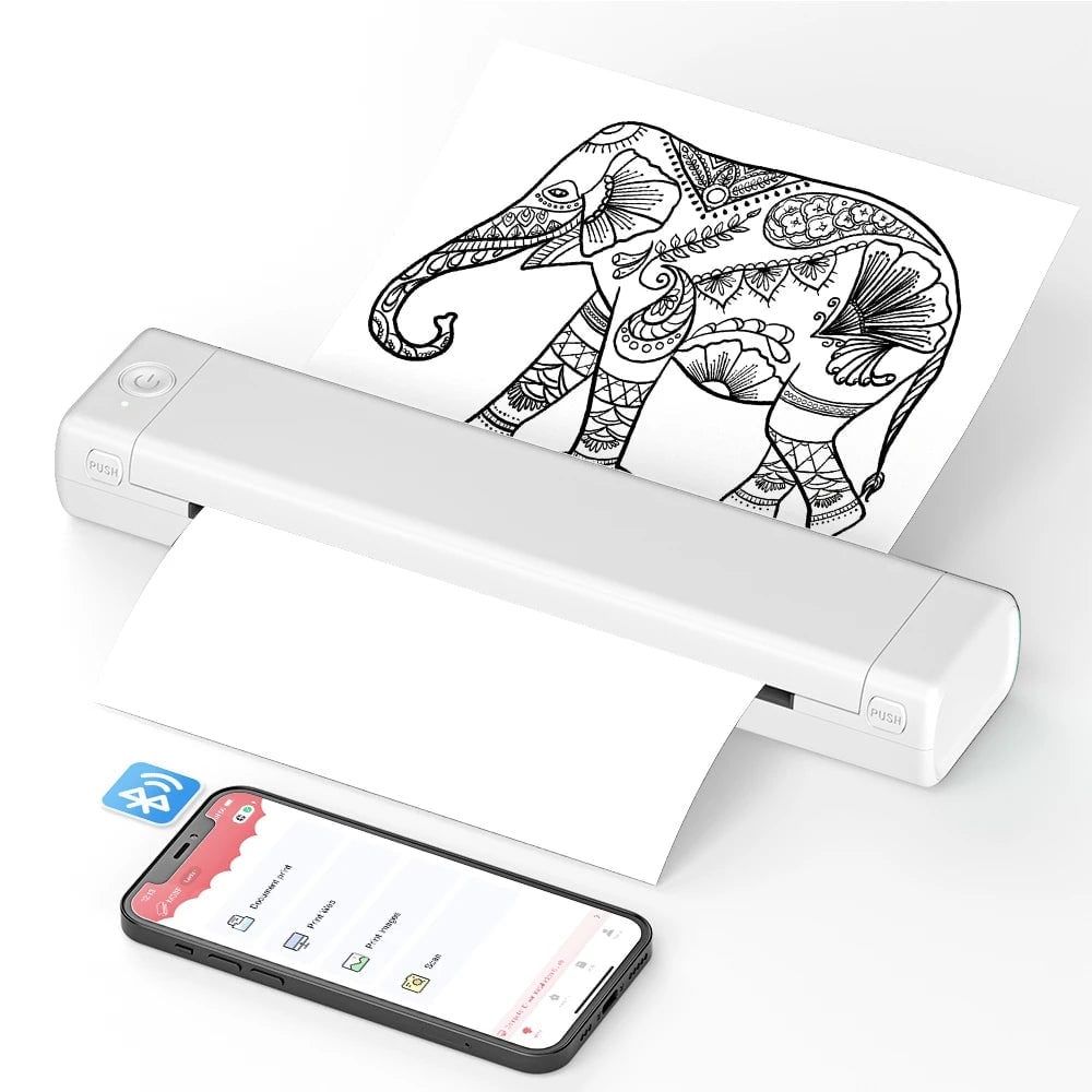 Portable Thermal Printer with Wireless Bluetooth and USB Compact A4 Design for Mobile Printing - Image 2