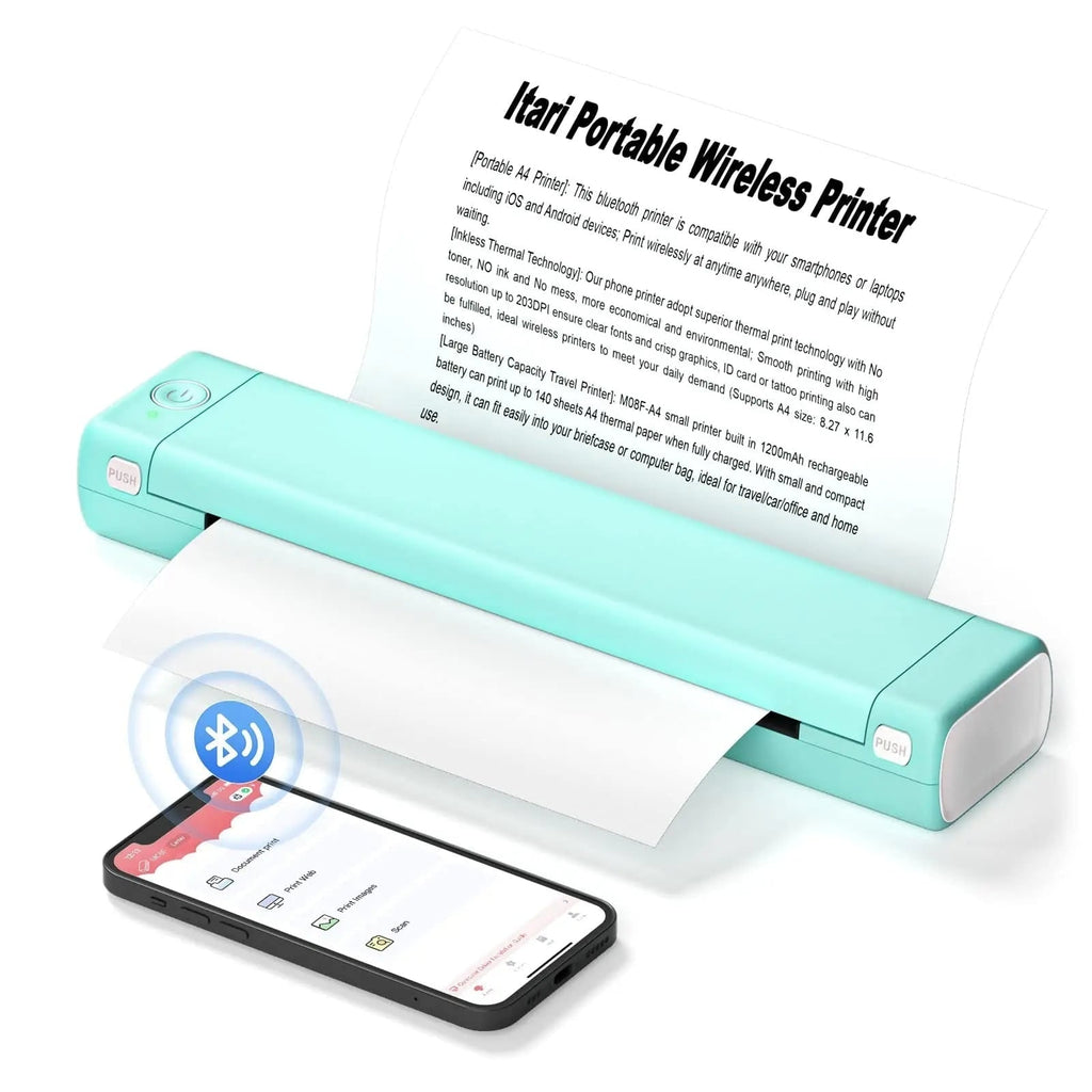 Portable Thermal Printer with Wireless Bluetooth and USB Compact A4 Design for Mobile Printing - Image 4