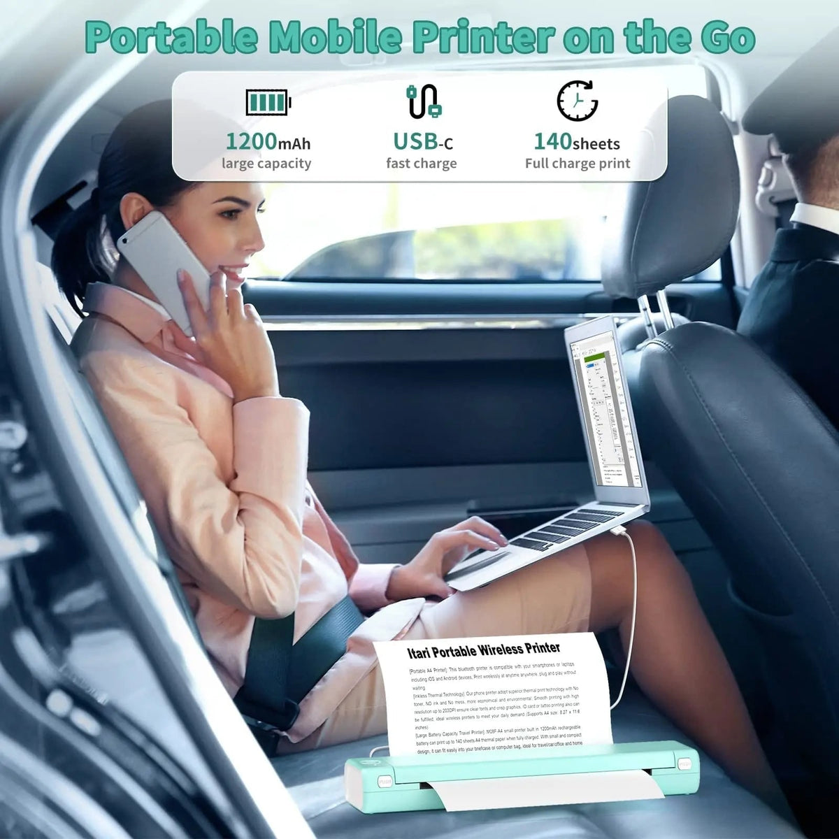 Portable Thermal Printer with Wireless Bluetooth and USB Compact A4 Design for Mobile Printing - Image 8