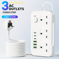 Power Strip with 3 AC Outlets 6 USB Ports and 2m Extension Cable - Image 3