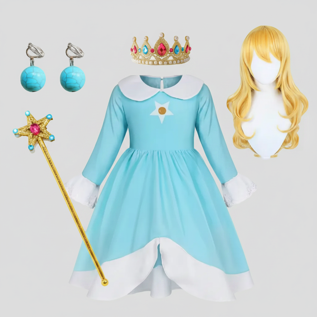 Princess Dress Costume with Crown Wand and Accessories Set - Image 4