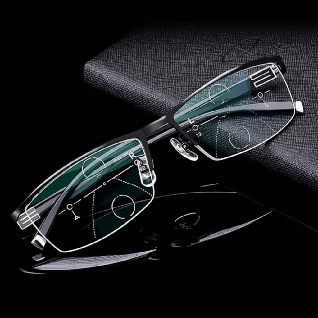 Progressive Reading Glasses with Multifocal Lens and Anti-Reflective Coating Half-Rim Metal Frame - Image 2