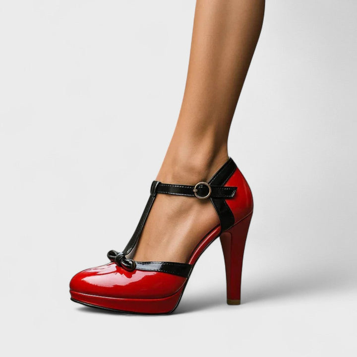 Women's T-Strap Bow Heels