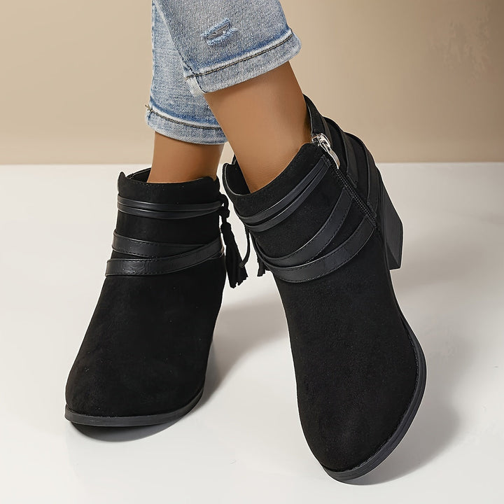 Women's Tassel Block Heel Ankle Boots
