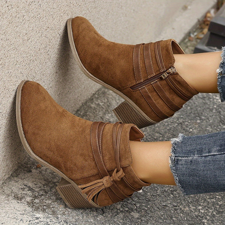 Women's Tassel Block Heel Ankle Boots