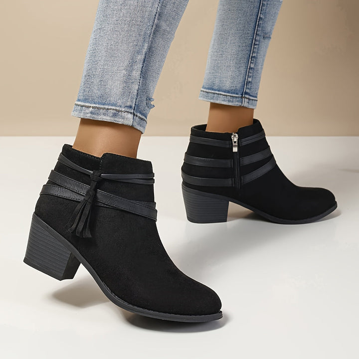Women's Tassel Block Heel Ankle Boots