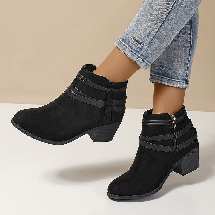 Women's Tassel Block Heel Ankle Boots