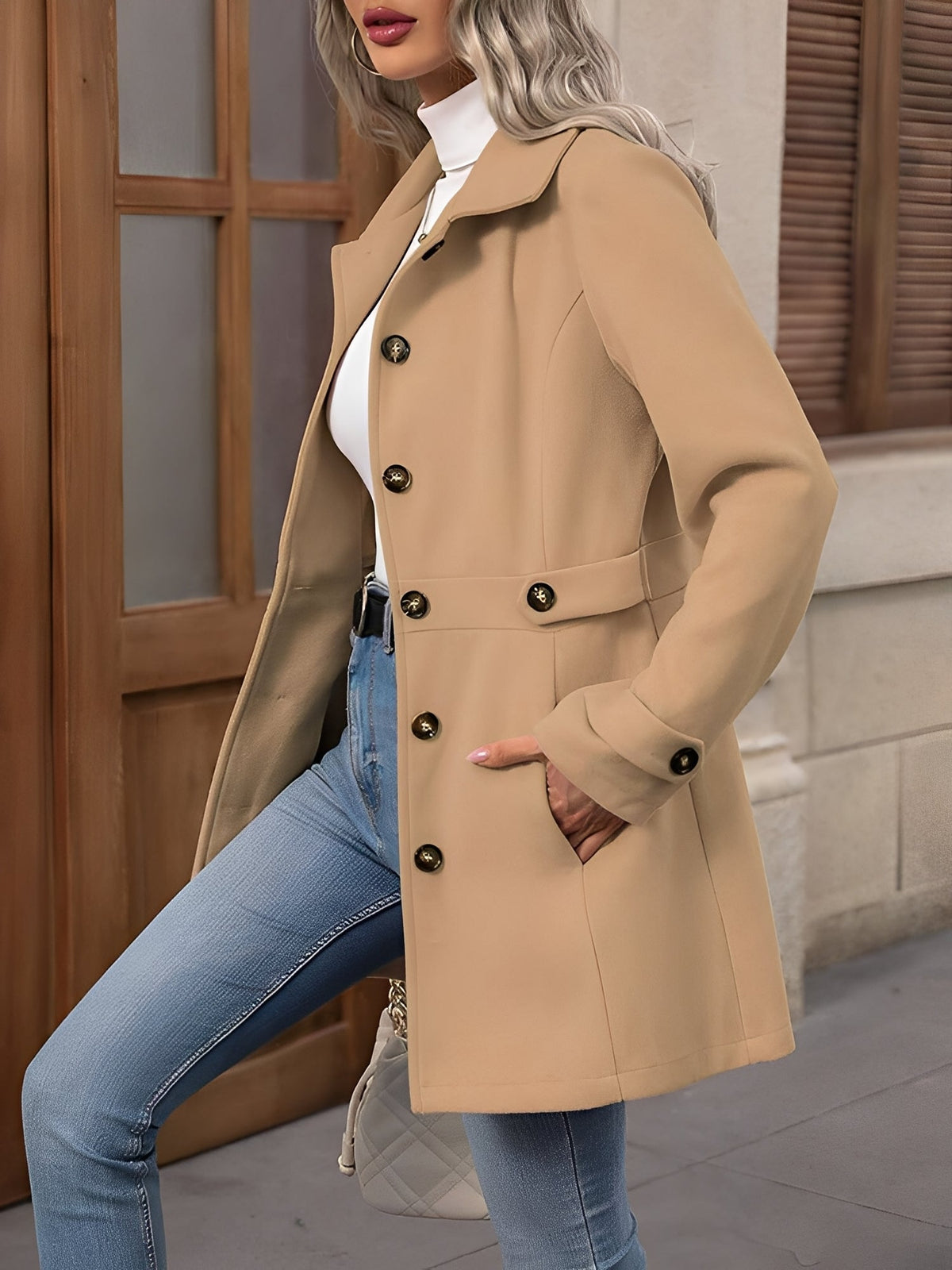 Gabardina de mujer de un solo pecho