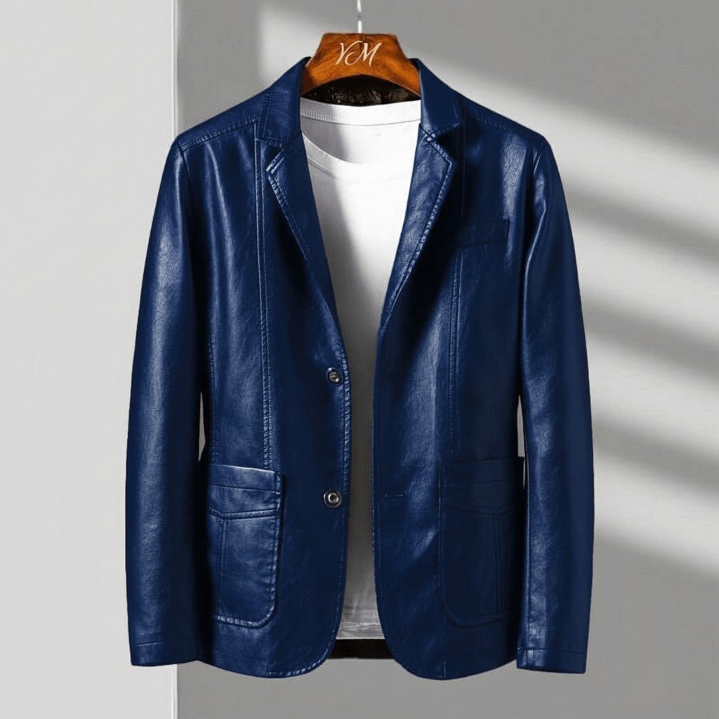 Men's Leather Blazer with Tailored Fit