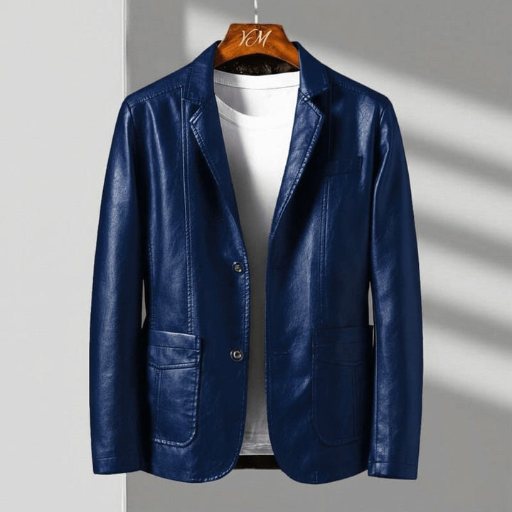 Men's Leather Blazer with Tailored Fit