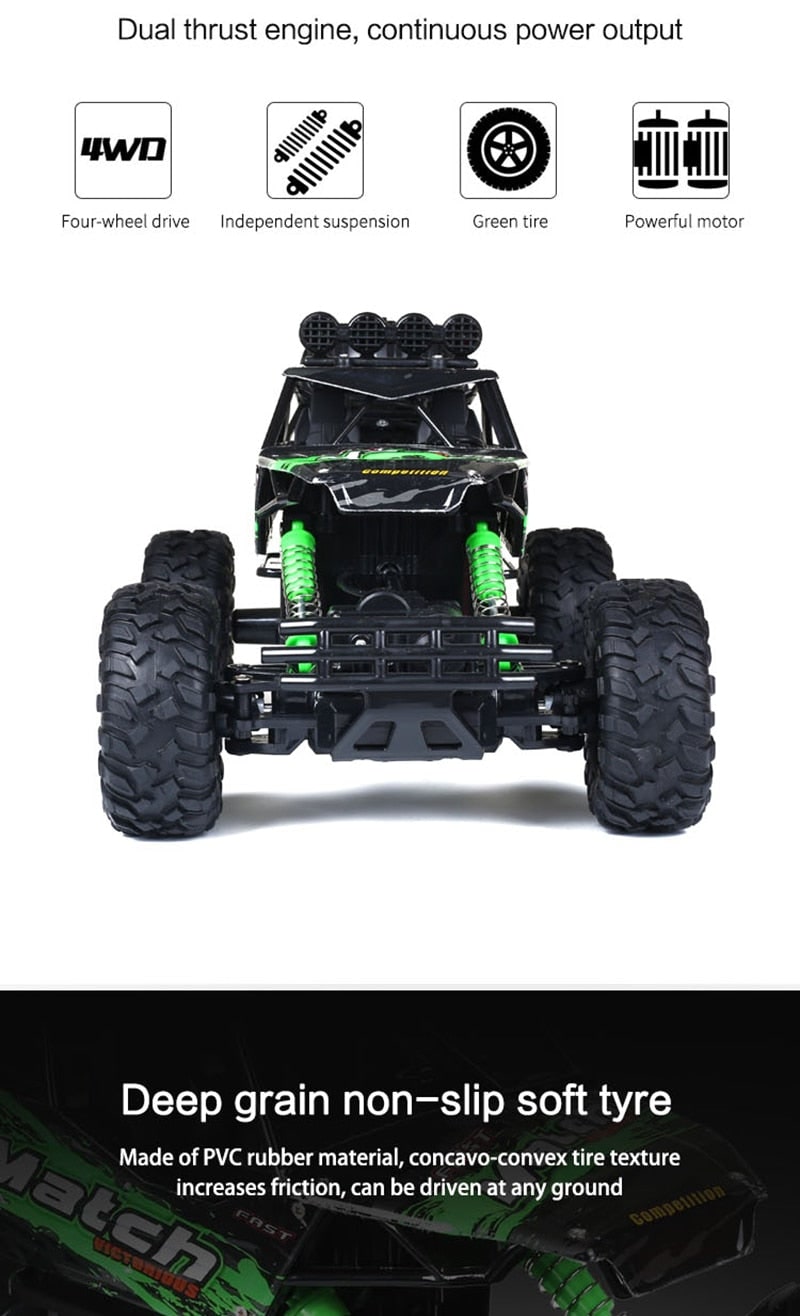 Rc Monster Truck with Four Wheel Drive Rock Crawler Suspension and All-Terrain Tires - Image 10