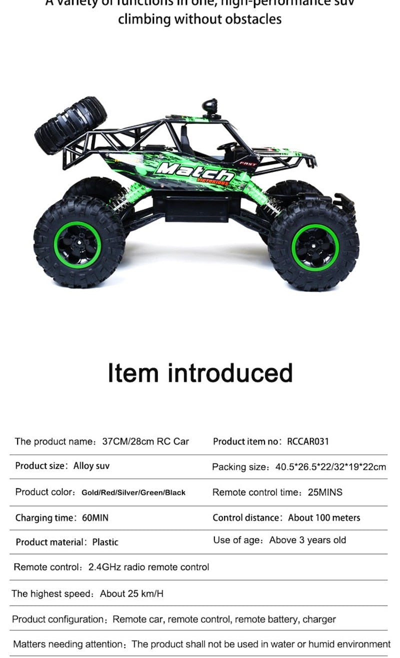 Rc Monster Truck with Four Wheel Drive Rock Crawler Suspension and All-Terrain Tires - Image 5