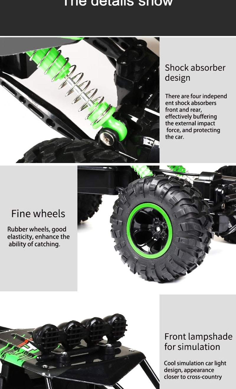 Rc Monster Truck with Four Wheel Drive Rock Crawler Suspension and All-Terrain Tires - Image 8