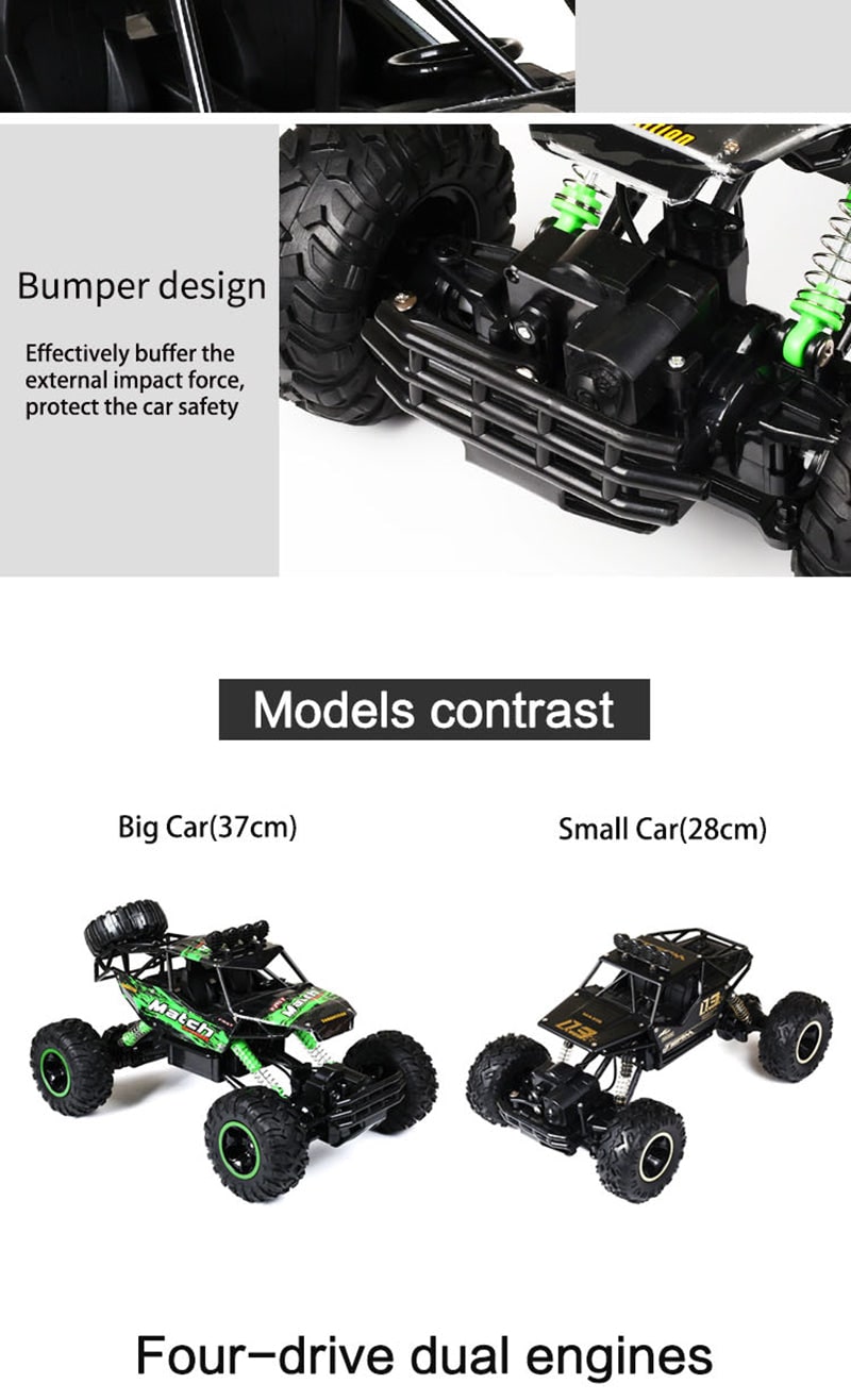 Rc Monster Truck with Four Wheel Drive Rock Crawler Suspension and All-Terrain Tires - Image 9