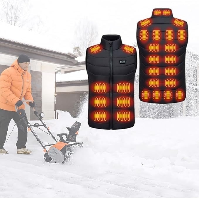 Rechargeable Battery Heated Vest with Quilted Design and Chest Control Panel - Image 2