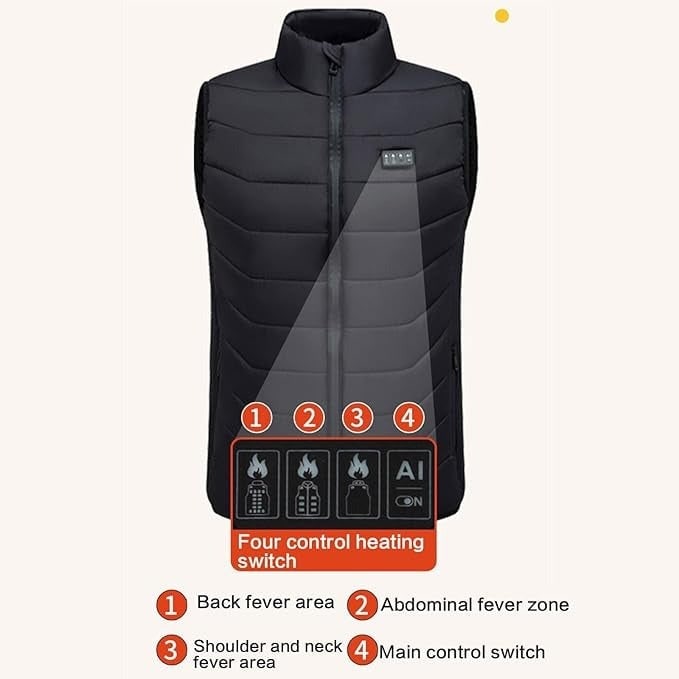 Rechargeable Battery Heated Vest with Quilted Design and Chest Control Panel - Image 5