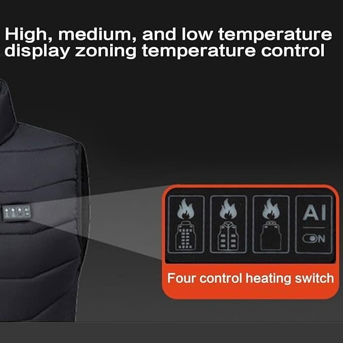 Rechargeable Battery Heated Vest with Quilted Design and Chest Control Panel - Image 7