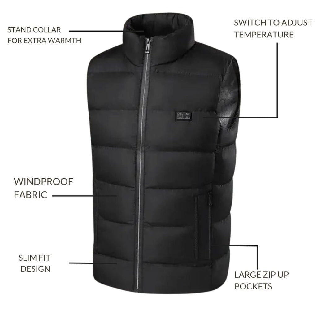 Rechargeable Heated Vest with Battery Pack and Lightweight Stand Collar Design - Image 4