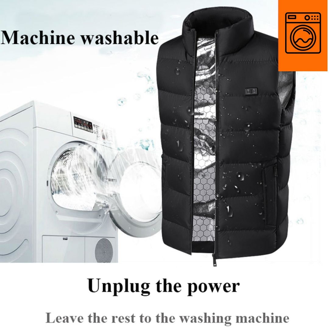 Rechargeable Heated Vest with Battery Pack and Lightweight Stand Collar Design - Image 8