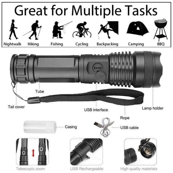 Rechargeable LED Flashlight with Adjustable Focus and Super Bright Output - Image 7