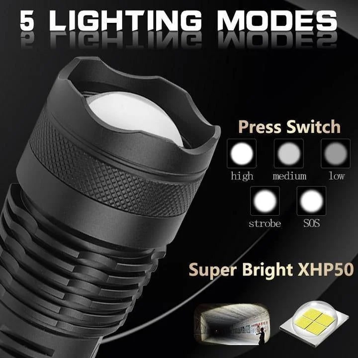 Rechargeable LED Flashlight with Adjustable Focus and Super Bright Output - Image 8