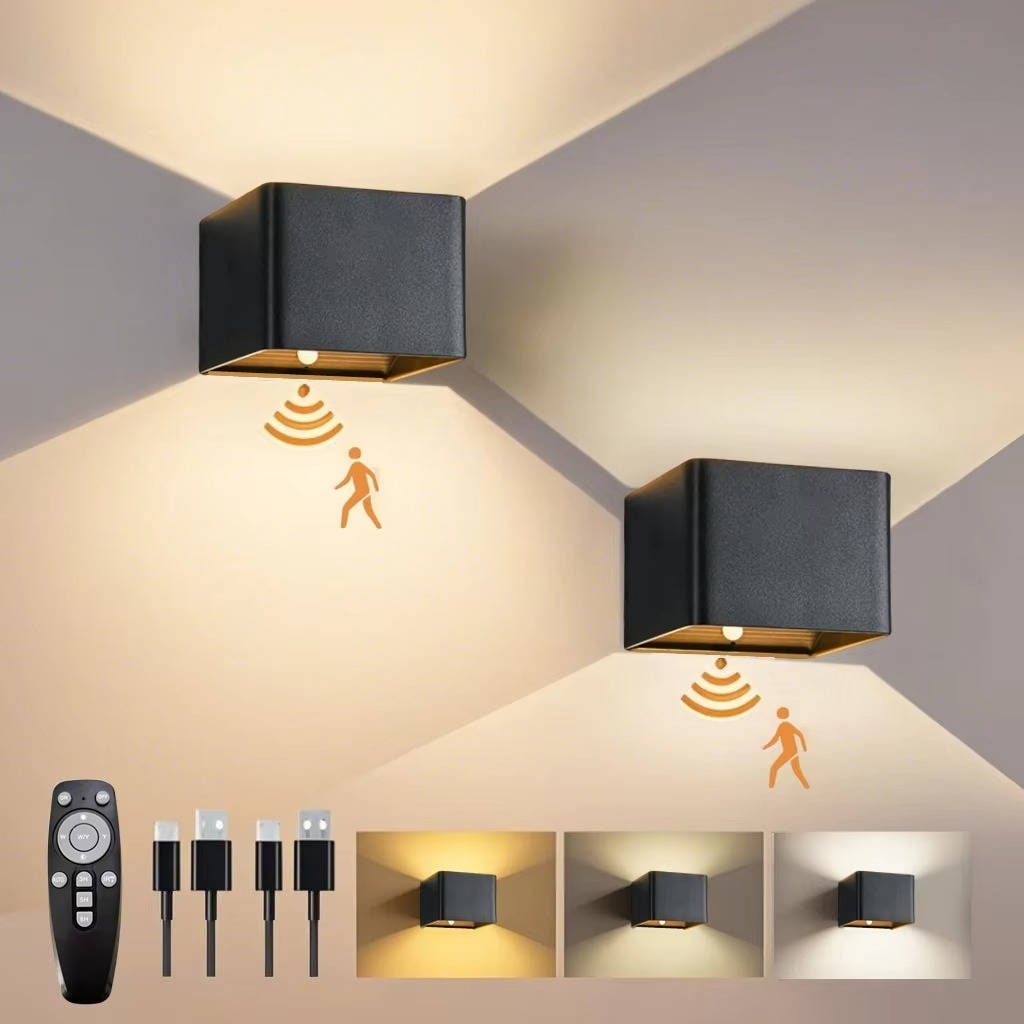 Rechargeable Wall Sconce with Motion Sensor Remote Control and Dimmable LED Lighting - Image 1