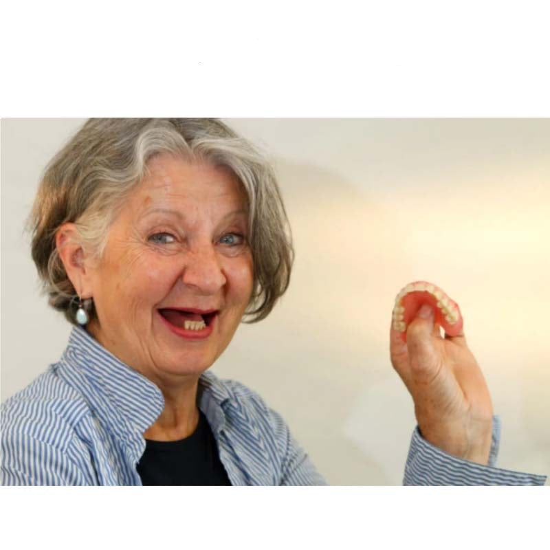 Removable Dentures with Flexible Cushion Grip Full Arch Set and Storage Case - Image 2
