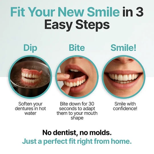 Removable Dentures with Flexible Cushion Grip Full Arch Set and Storage Case - Image 7