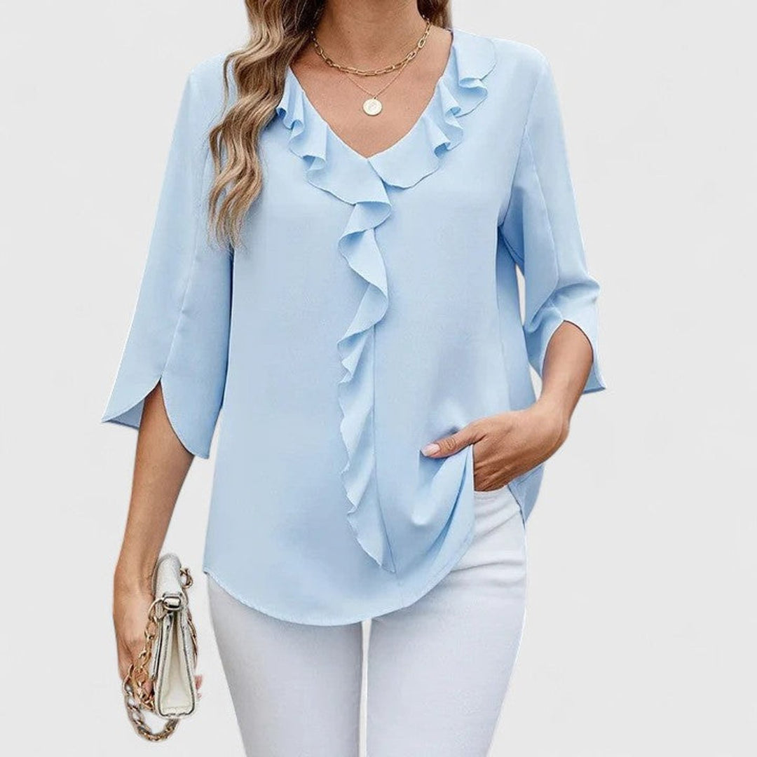 Women's Ruffle V-Neck Blouse