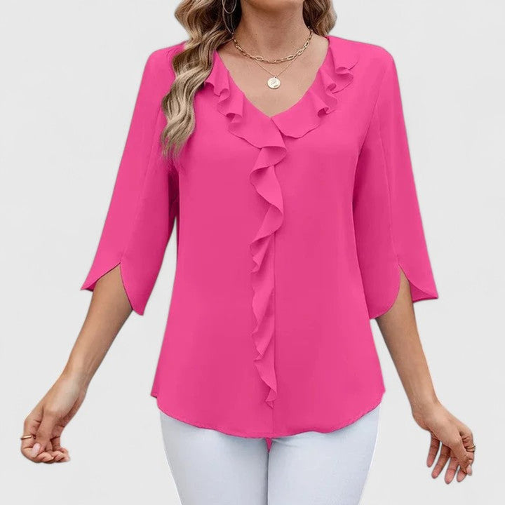 Women's Ruffle V-Neck Blouse