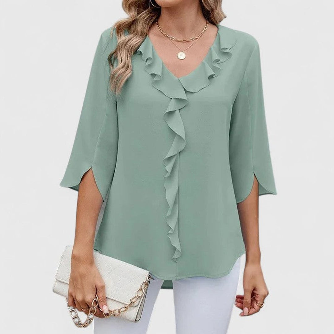 Women's Ruffle V-Neck Blouse
