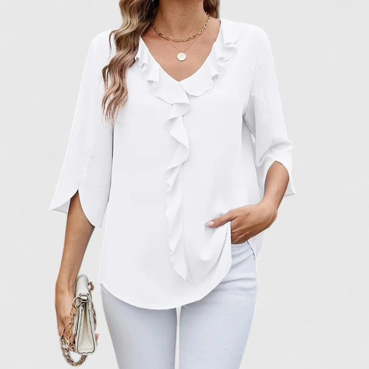 Women's Ruffle V-Neck Blouse