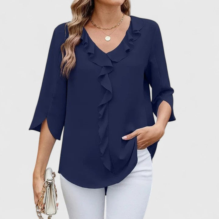 Women's Ruffle V-Neck Blouse