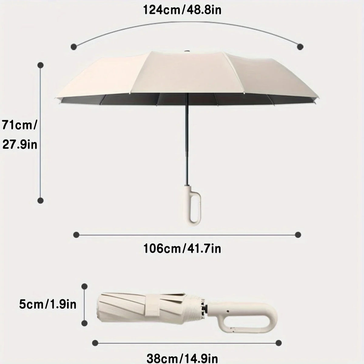 Repel Windproof Travel Umbrella with UV Blocker Compact Folding Design and Carabiner Handle - Image 7