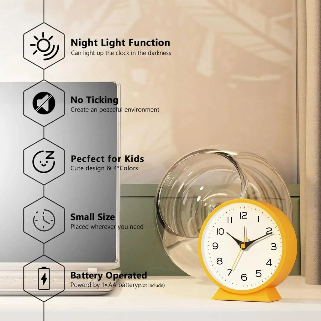 Retro Analog Alarm Clock with Non-Ticking Quartz Movement and Backlight - Image 6