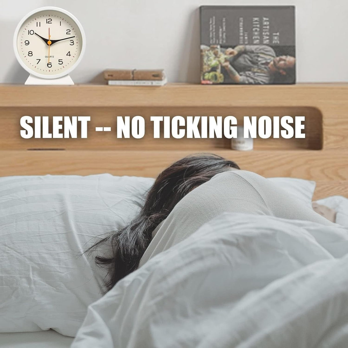 Retro Analog Alarm Clock with Non-Ticking Quartz Movement and Backlight - Image 8