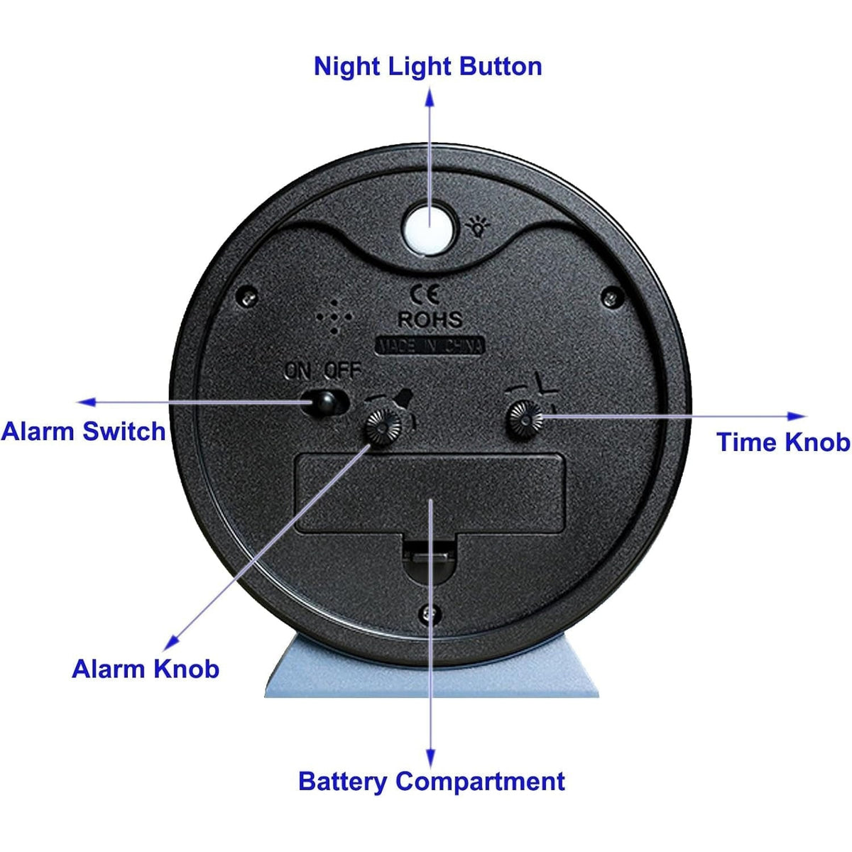 Retro Analog Alarm Clock with Non-Ticking Quartz Movement and Backlight - Image 9