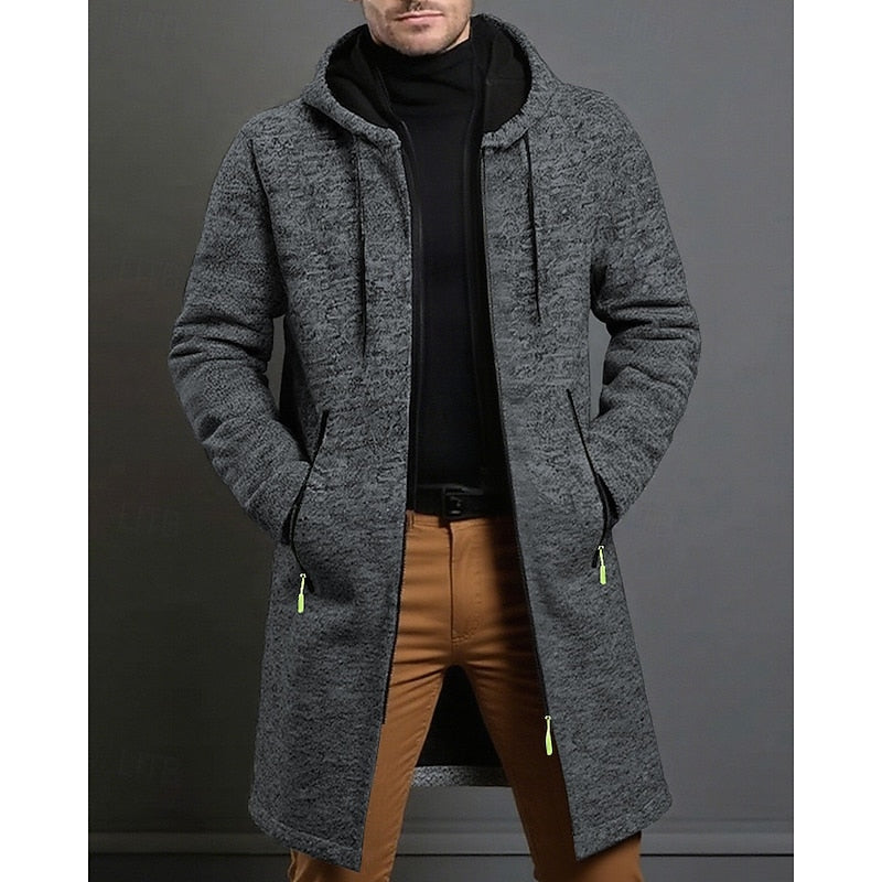 Cappotto lungo con cappuccio da uomo