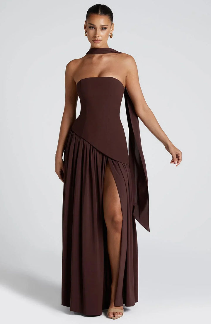 Women's Strapless Corset Maxi Dress