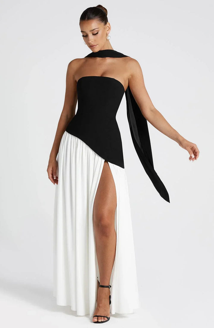 Women's Strapless Corset Maxi Dress