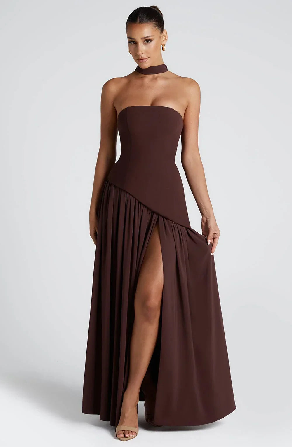 Women's Strapless Corset Maxi Dress