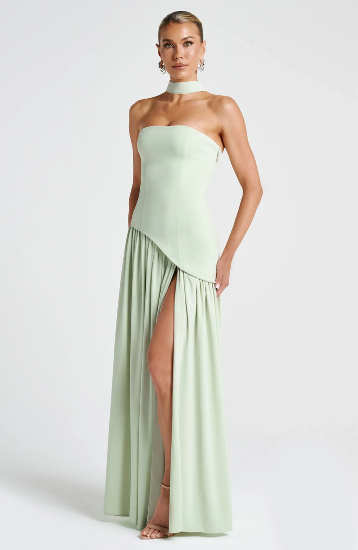 Women's Strapless Corset Maxi Dress
