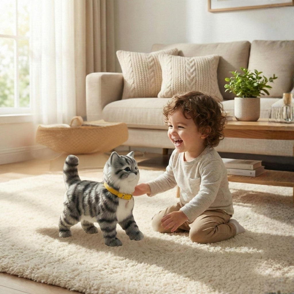 Robotic Toy Cat with Walking Tail Wagging and Interactive Meowing Sounds - Image 1