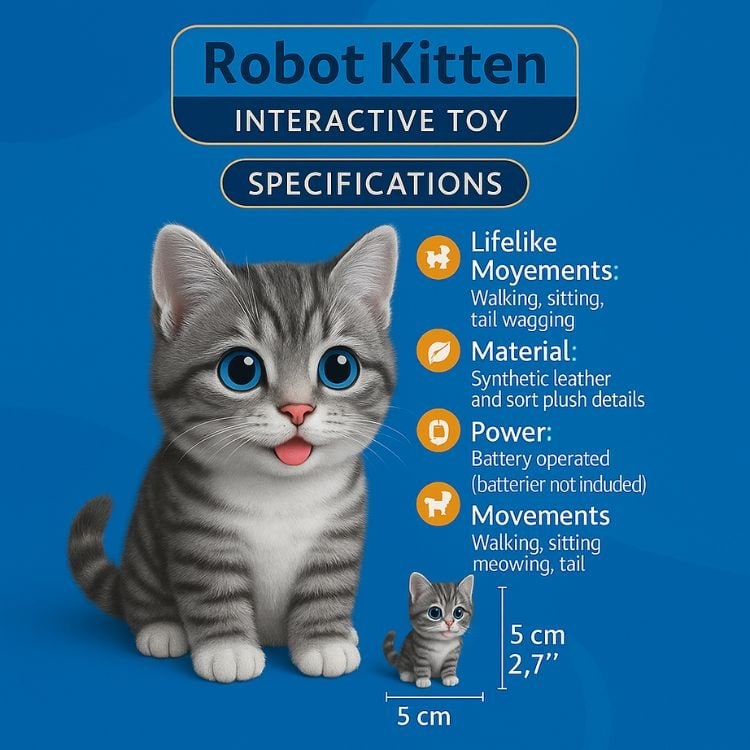 Robotic Toy Cat with Walking Tail Wagging and Interactive Meowing Sounds - Image 4