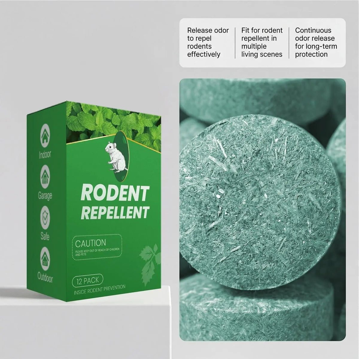 Rodent Repellent and Mouse Deterrent Tablets with Natural Peppermint Oil 12-Pack - Image 6