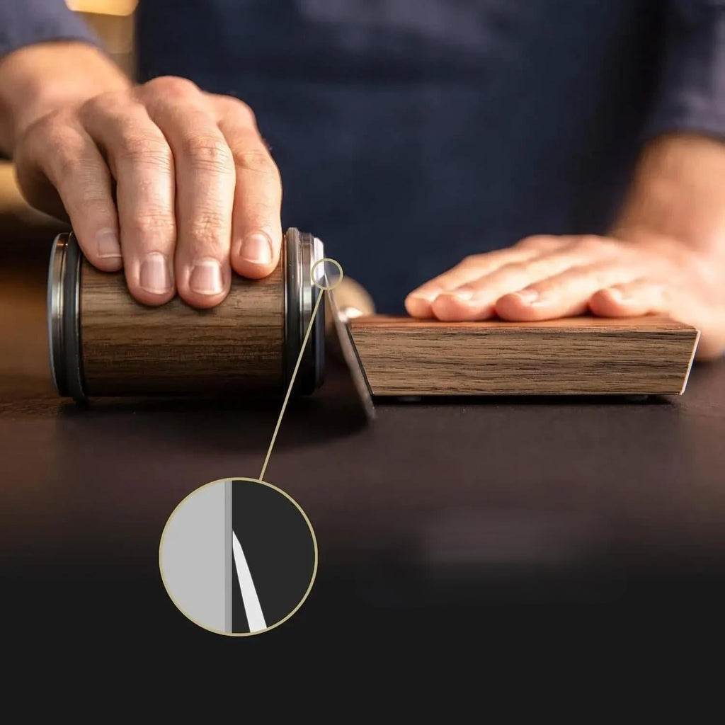 Rolling Knife Sharpener with Diamond Abrasive Wheels and Magnetic Angle Guide - Image 1