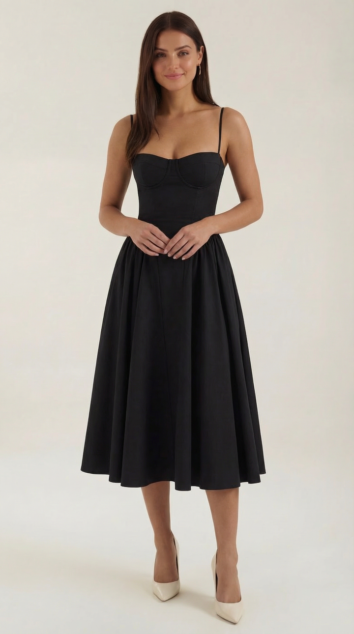 Women's Floral Corset Midi Dress